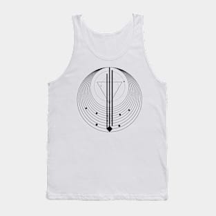 Black white Minimal planet lineart Tank Top